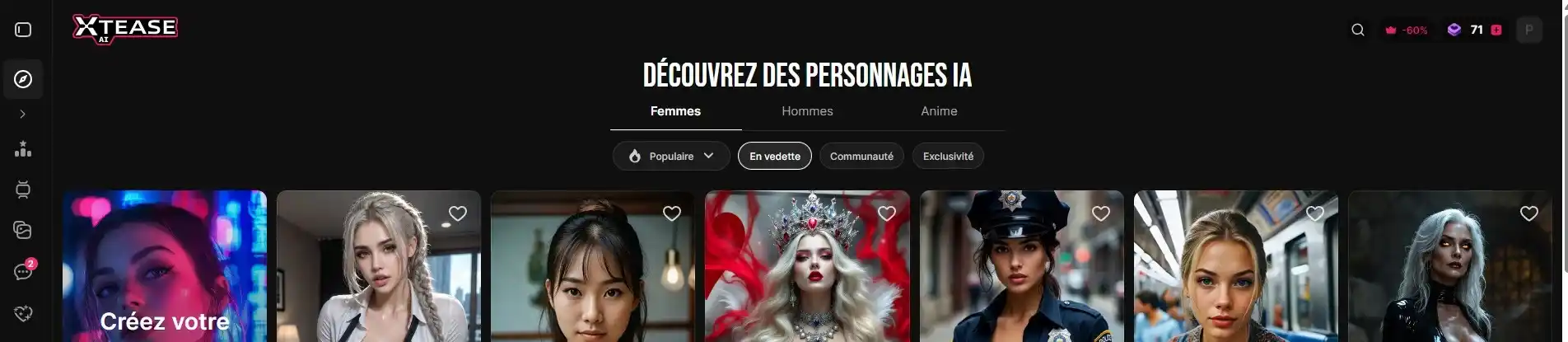 Avaliação Xtease AI — interface idêntica ao Lovescape em tema escuro