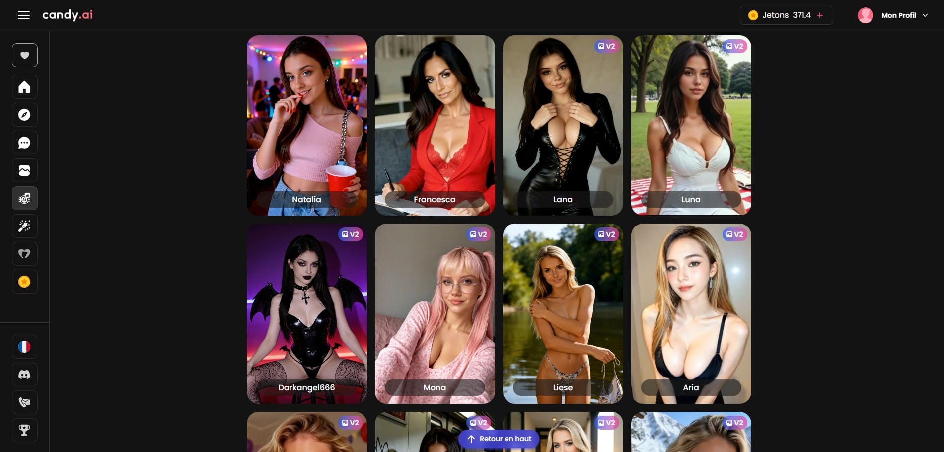 Avaliação Candy AI — galeria de personagens namorada de IA