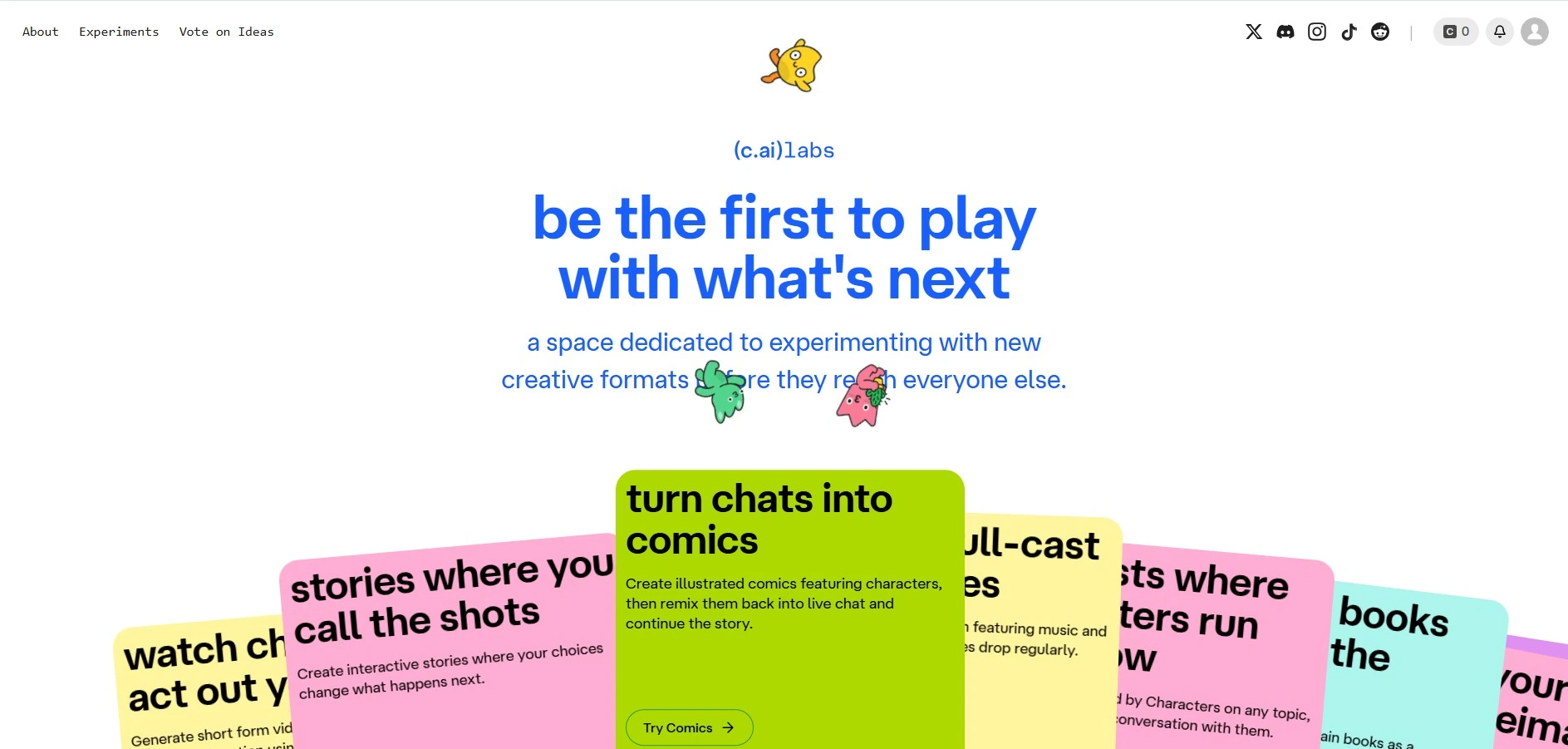 Avaliação Character AI — Labs geração visual e áudio