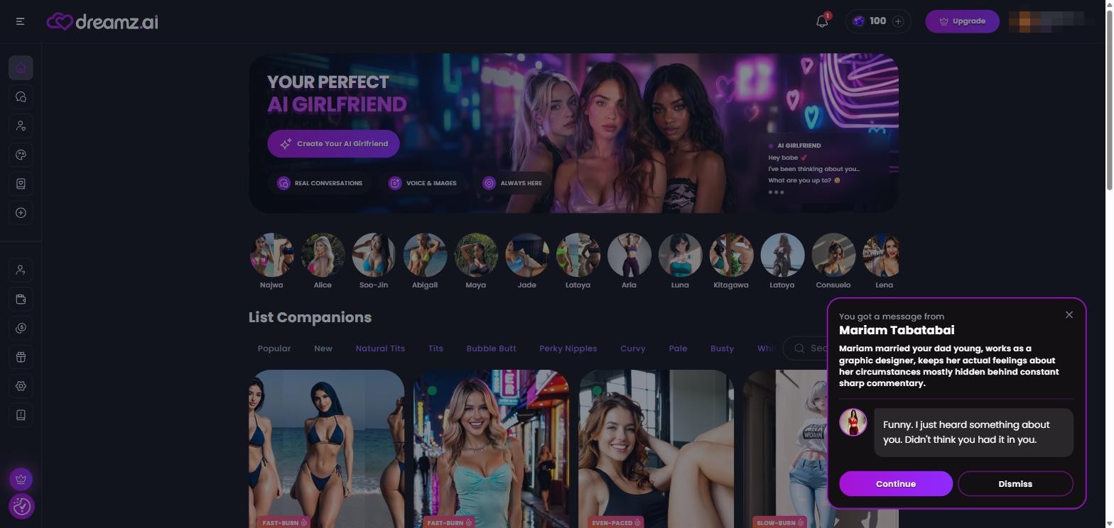 Dreamz.ai review — home e personagens fotorrealistas