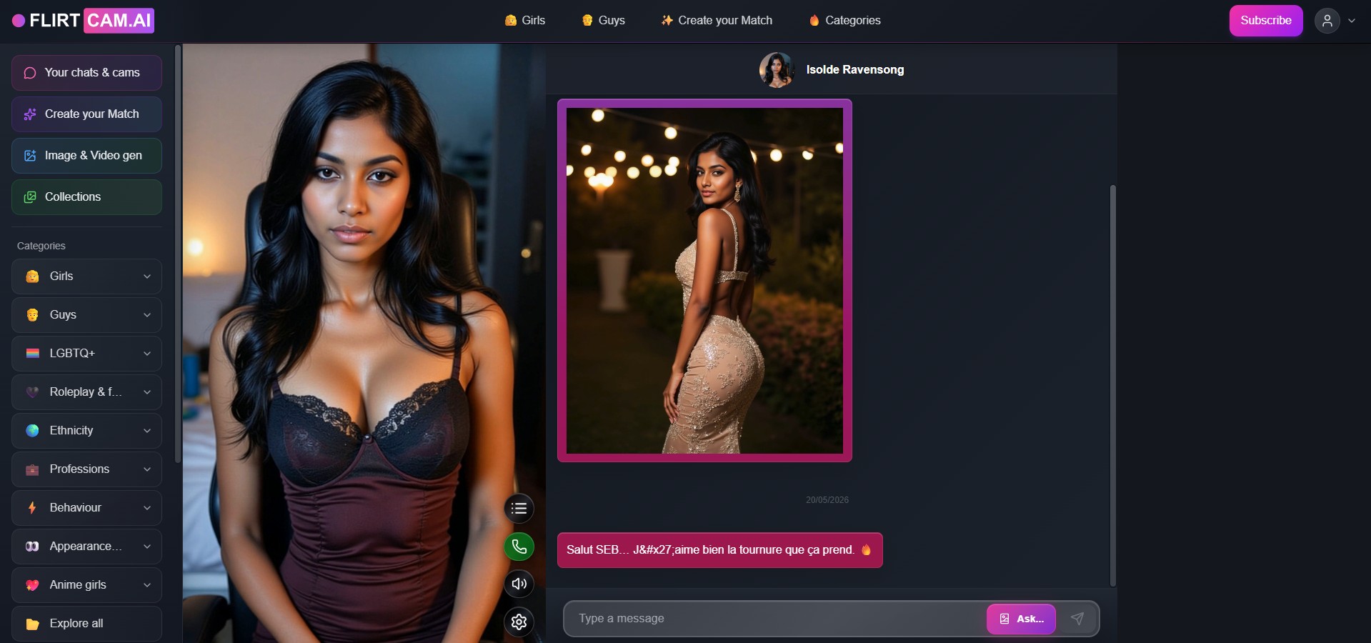 FlirtCam.AI review — validação final do personagem