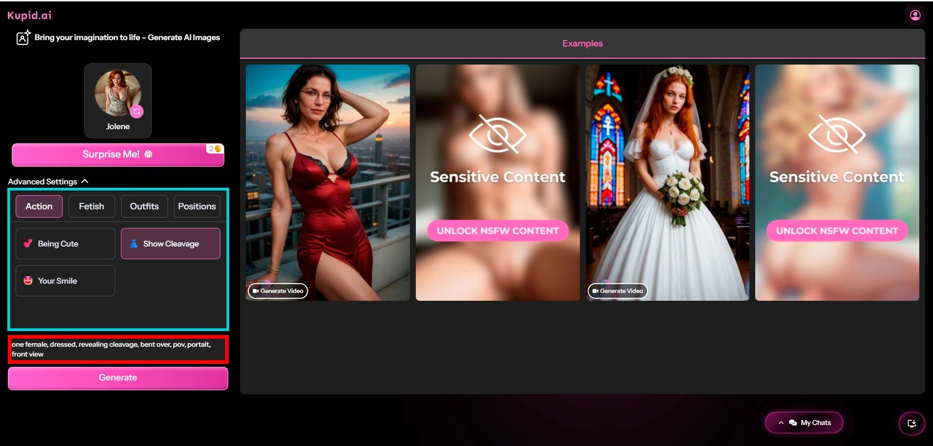 Avaliação Kupid AI — configurações avançadas e o prompt do gerador de imagens