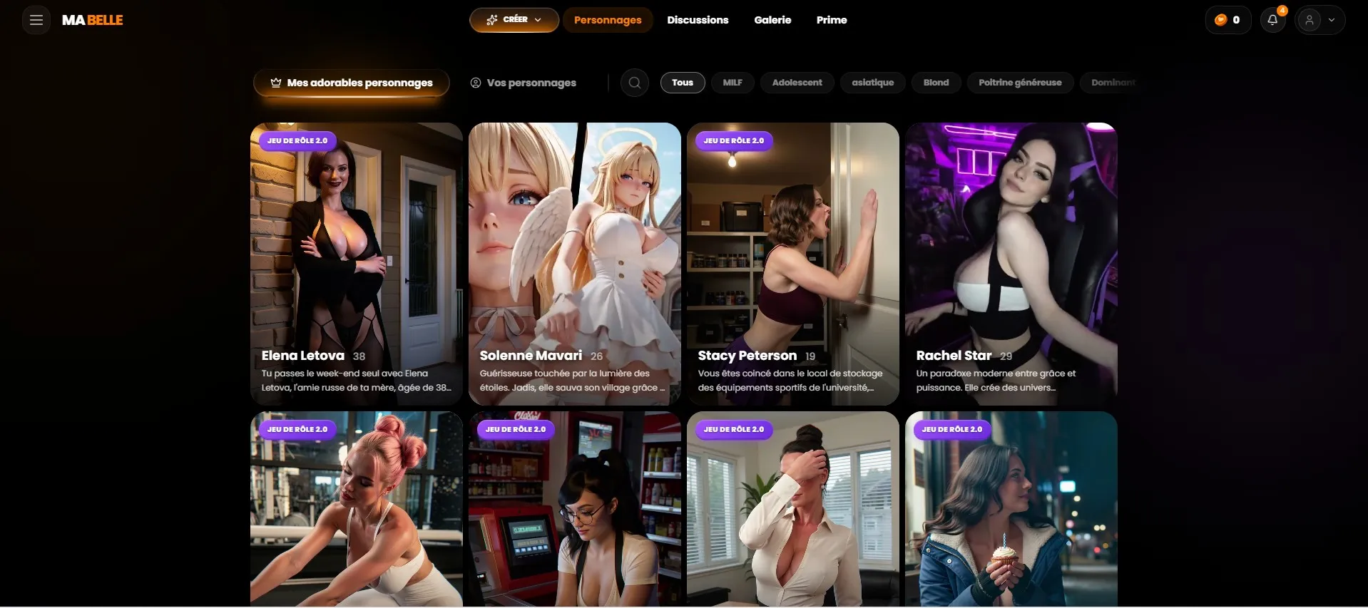 MyLovely AI — galeria de personagens multi-estilos