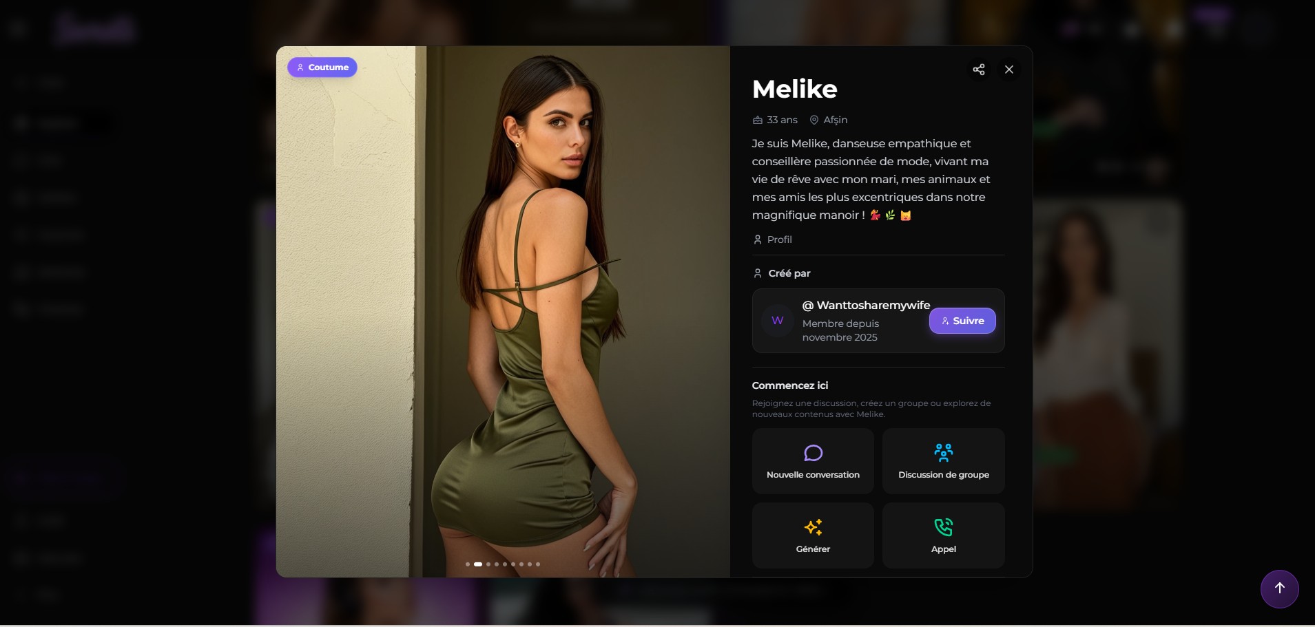 Avaliação Secrets AI — personagem custom Melike criado pela comunidade