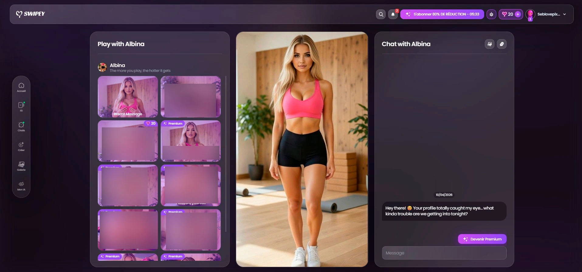 Albina Swipey AI — captura modo diretor, contexto academia (zonas borradas)